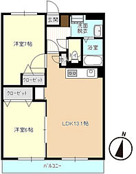 サンフォーレ 2LDKの間取図画像