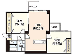宇品シーサイドマンション 2LDKの間取図画像
