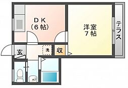 メゾンカワマ 1DKの間取図画像