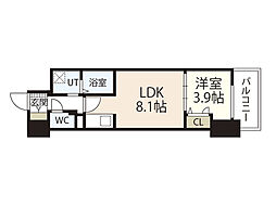 メイクス'京橋川 1LDKの間取図画像