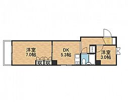 北原ビル 1SDKの間取図画像