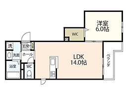 Wisteria court 1LDKの間取図画像