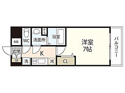プレサンス広島中央 1Kの間取図画像