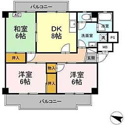 ニューグリーンF 3DKの間取図画像