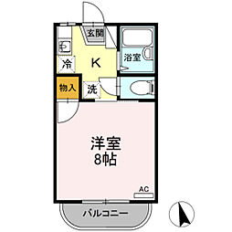ヤングユーカリA 1Kの間取図画像