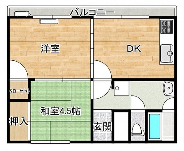 大和第一ビル ｜広島県広島市西区中広町1丁目(賃貸マンション2DK・1階・38.88㎡)の写真 その2