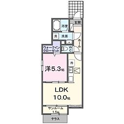 カーサ　フェリーチェ　Ａ棟 1階1LDKの間取り