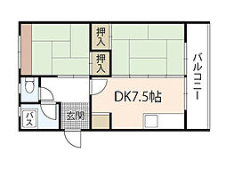 DIY神田マンション 3階2DKの間取り