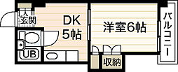 サンハイムうえだ 4階1DKの間取り