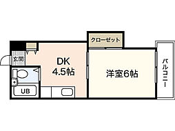 レジデンス楠木 1DKの間取図画像