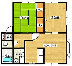 アウリオン 1階2LDKの間取り