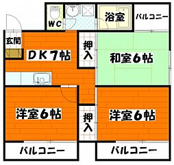 シブシタビル 7階3DKの間取り