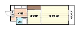 グレース三篠町 2Kの間取図画像