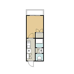 池口ビル 4階1Kの間取り