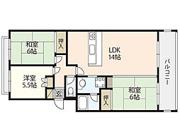 第2マルヒロハイツ 3LDKの間取図画像