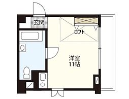 フローラルミササ ワンルームの間取図画像