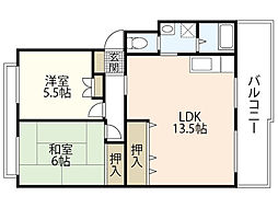 マルヒロハイツ 2階2LDKの間取り
