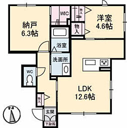 グランシャリオ 1階1SLDKの間取り
