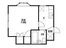 プレーンコート2 1Kの間取図画像