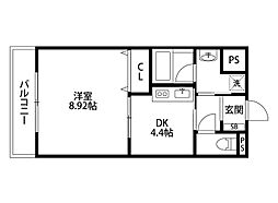 ソレイユ2 1Kの間取図画像