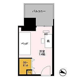 ロイヤルパークスER万代 ワンルームの間取図画像