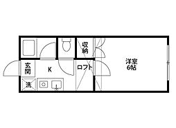 エスポアールC 1Kの間取図画像