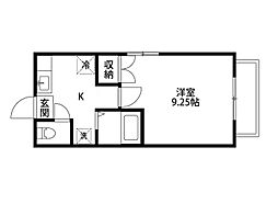 サンセリテB 1Kの間取図画像