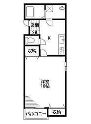 ハレクラニ1 1Kの間取図画像