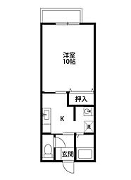 フェリス牡丹山 1Kの間取図画像