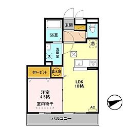 エスポワール 1LDKの間取図画像
