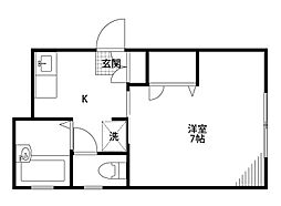 アヴニール 1Kの間取図画像