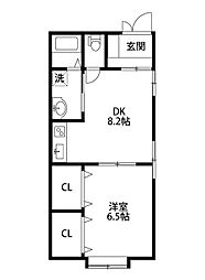 オレンジハウス竹尾 1DKの間取図画像