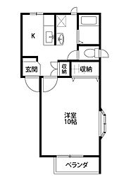 クラウンB 1Kの間取図画像