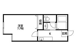 キーウエスト万代 1Kの間取図画像