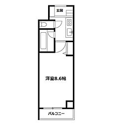 オセオ弁天 1Kの間取図画像