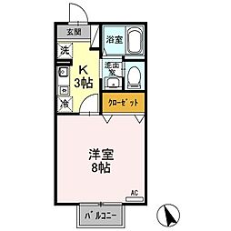 アメニティーハウス 1Kの間取図画像