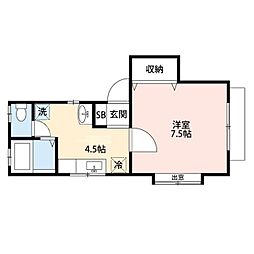 メゾン高志 1Kの間取図画像