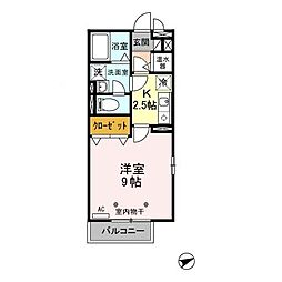 クロイシング 1Kの間取図画像