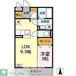 つくばエクスプレス 流山セントラルパーク駅 徒歩3分の賃貸アパート 2階1LDKの間取り
