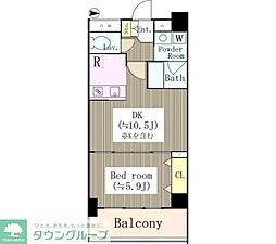 ソルパシオ亀有 2階1DKの間取り