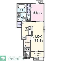 エスタブレA 1LDKの間取図画像