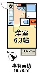 メゾン・ド・ジュネス八潮大瀬 1Kの間取図画像