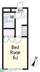マロンハイツ2 1Kの間取図画像
