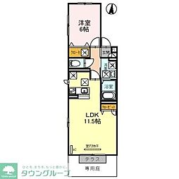 プレミールC 1LDKの間取図画像
