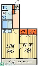 リレント谷塚 1LDKの間取図画像