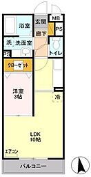リアン 1LDKの間取図画像