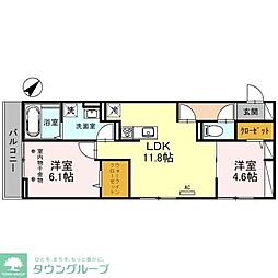 ヘルクレスト 2LDKの間取図画像