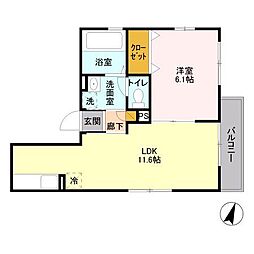 クラルテ 1LDKの間取図画像