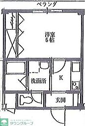 スカーレット 1Kの間取図画像