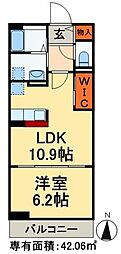 グリーンガーデン 1LDKの間取図画像